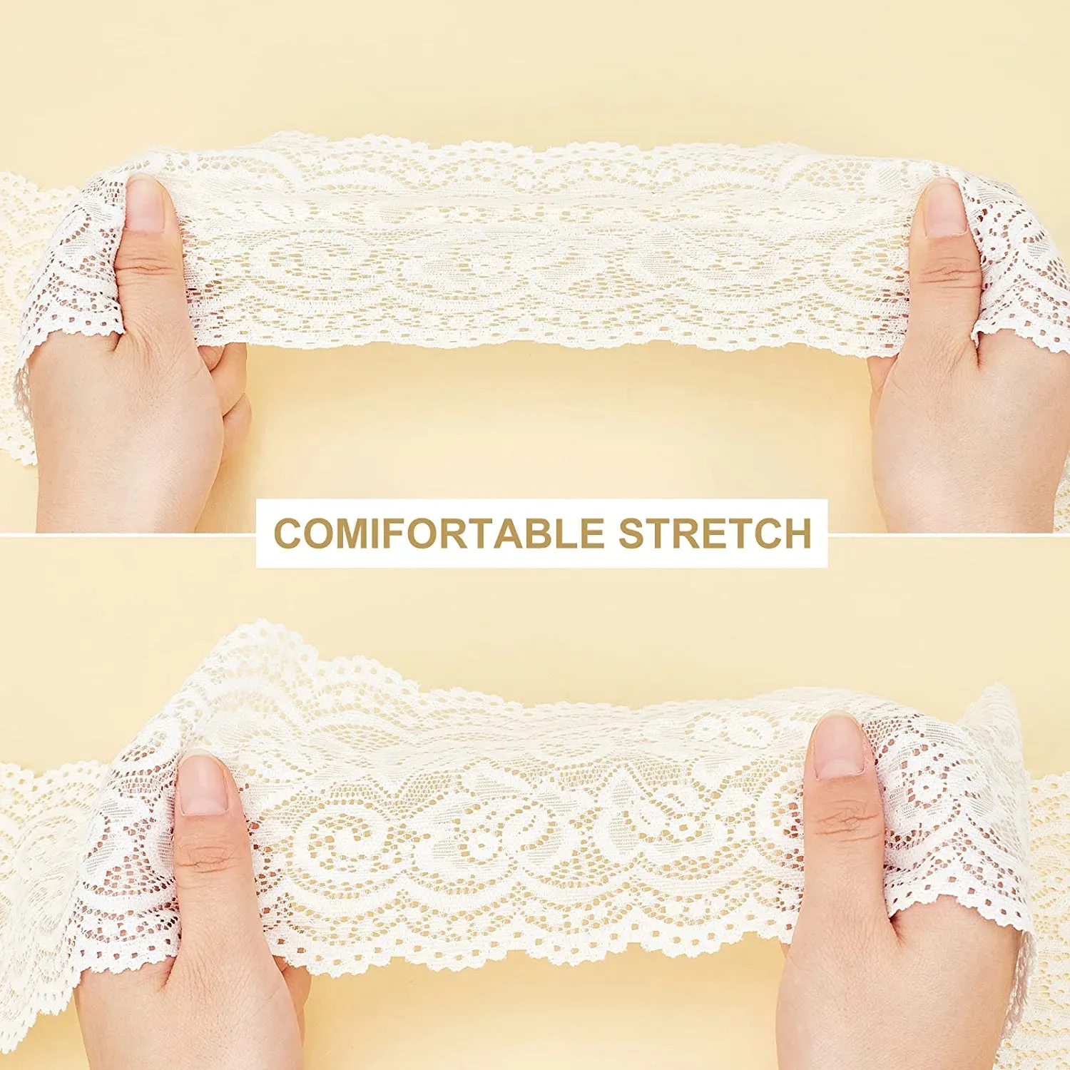 5 Yards Lace Roll White Cotton Lace Trim Fabric 4 Wide for Dress Tablecloth Hair Band Wedding Festival Event Decorations