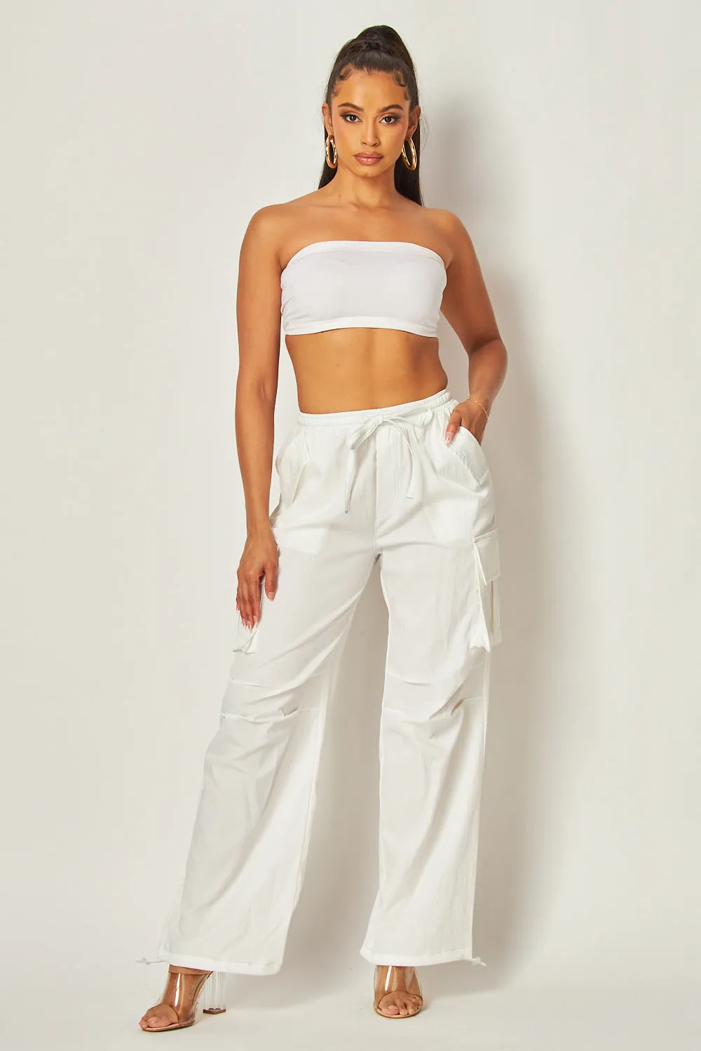 Annabelle Contrast Stitch Cargo Pocket Pants