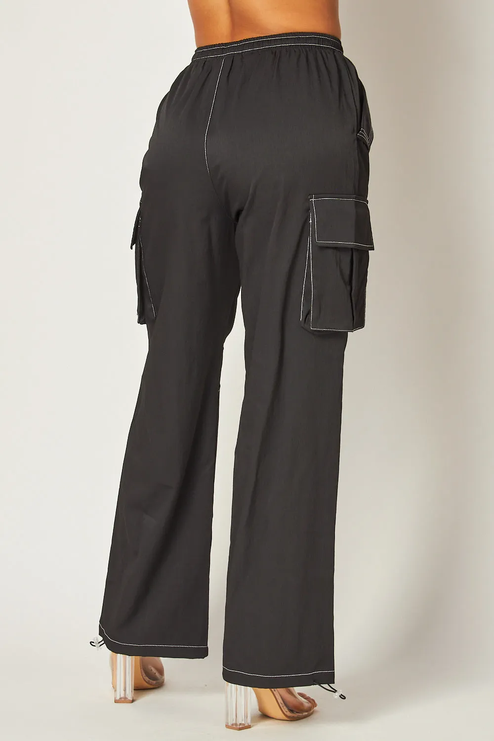 Annabelle Contrast Stitch Cargo Pocket Pants