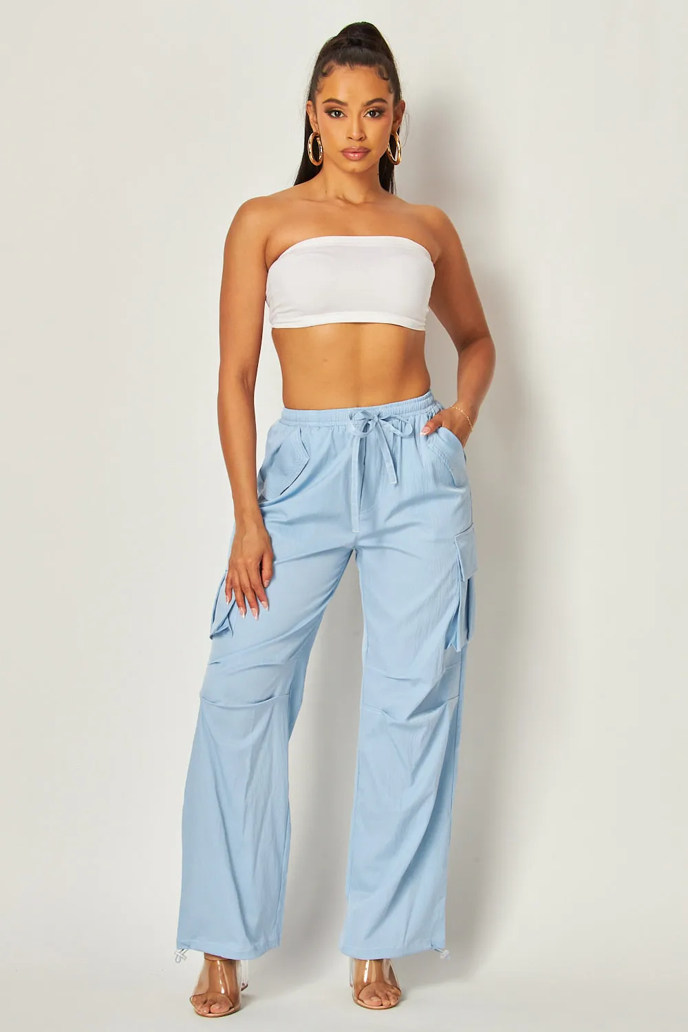 Annabelle Contrast Stitch Cargo Pocket Pants