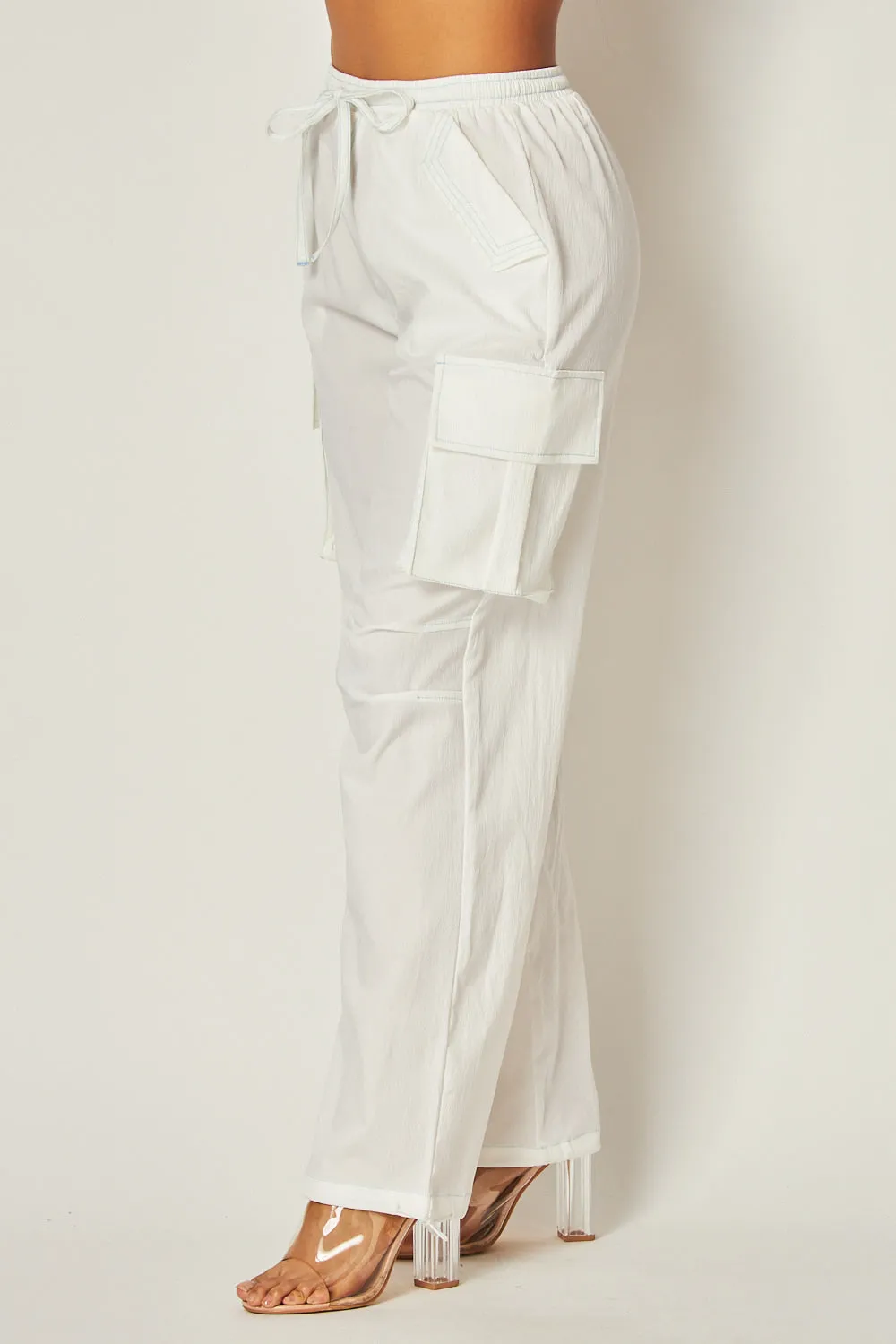 Annabelle Contrast Stitch Cargo Pocket Pants