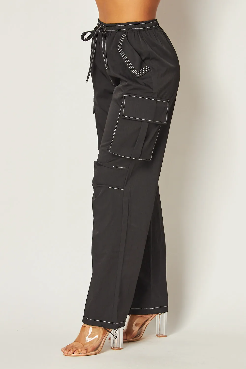 Annabelle Contrast Stitch Cargo Pocket Pants