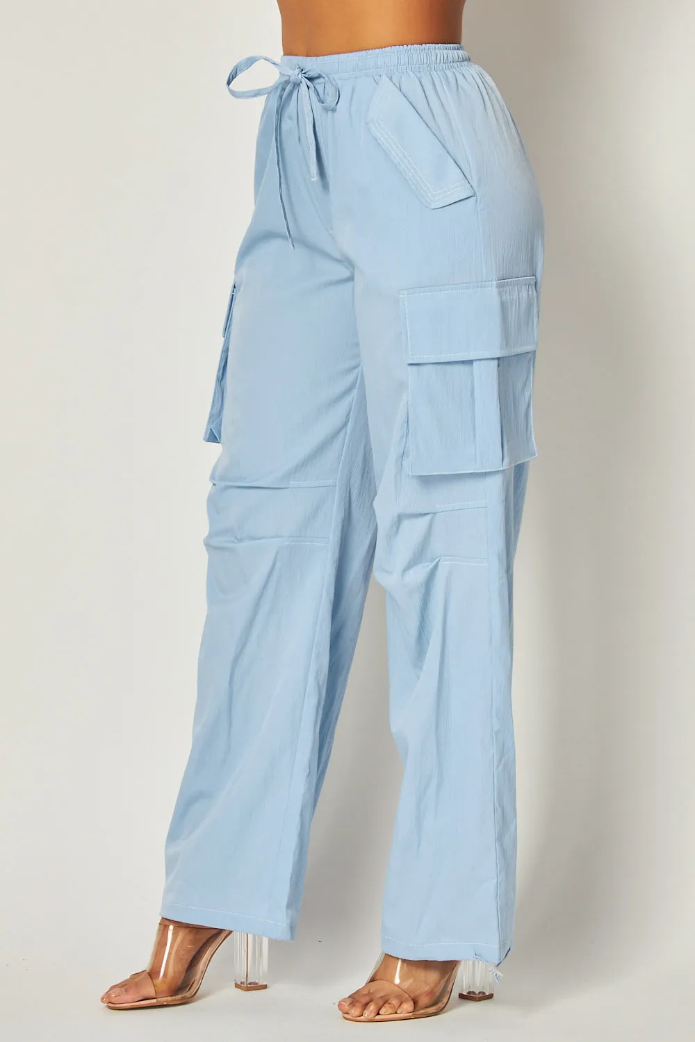Annabelle Contrast Stitch Cargo Pocket Pants