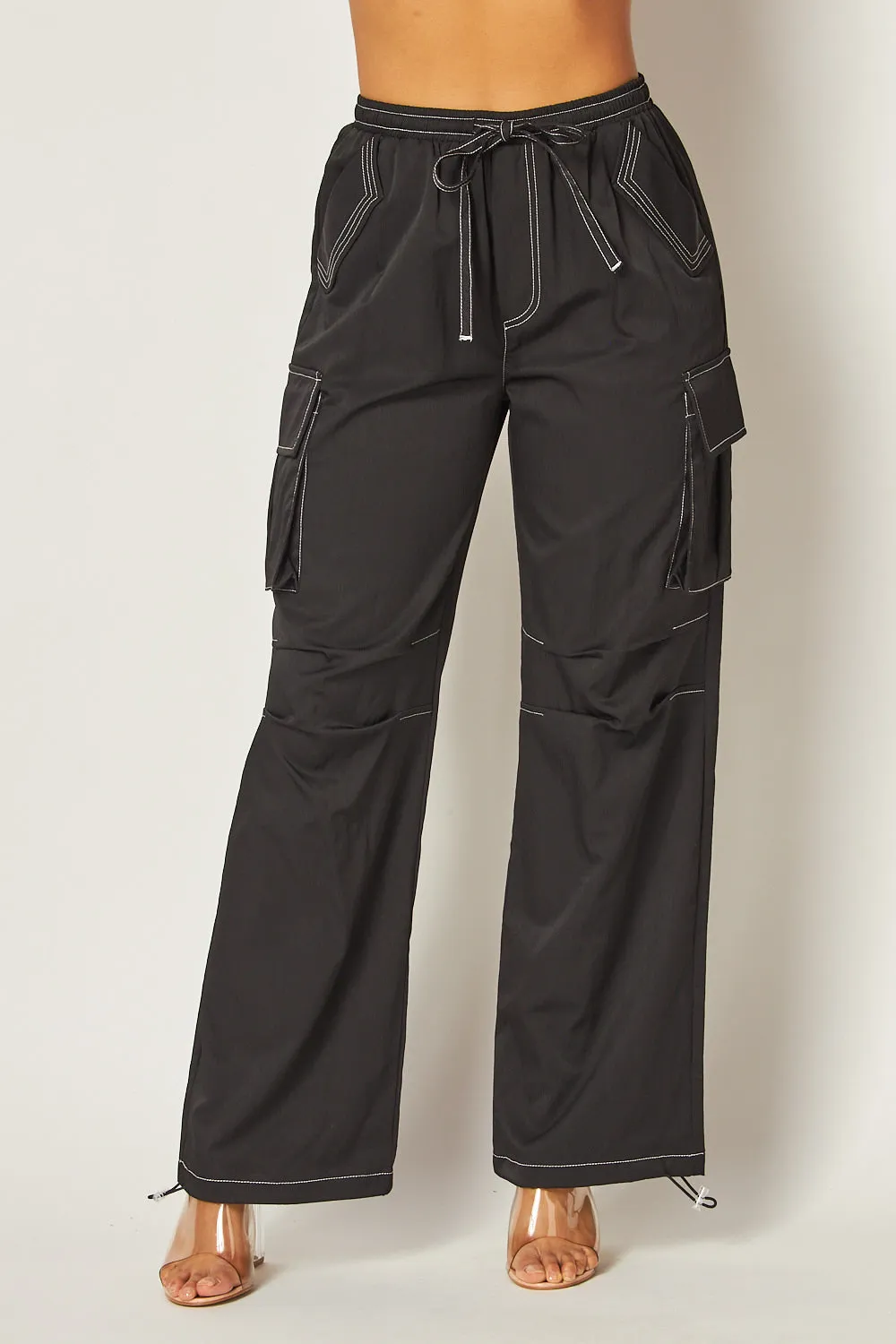Annabelle Contrast Stitch Cargo Pocket Pants