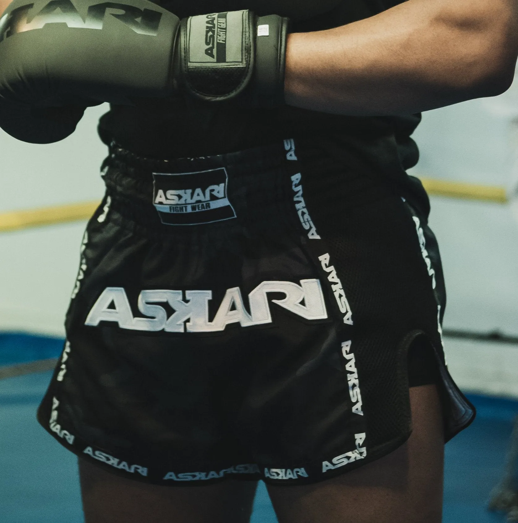 ASKARI MUAY THAI SHORTS - BLACK CAMOUFLAGE