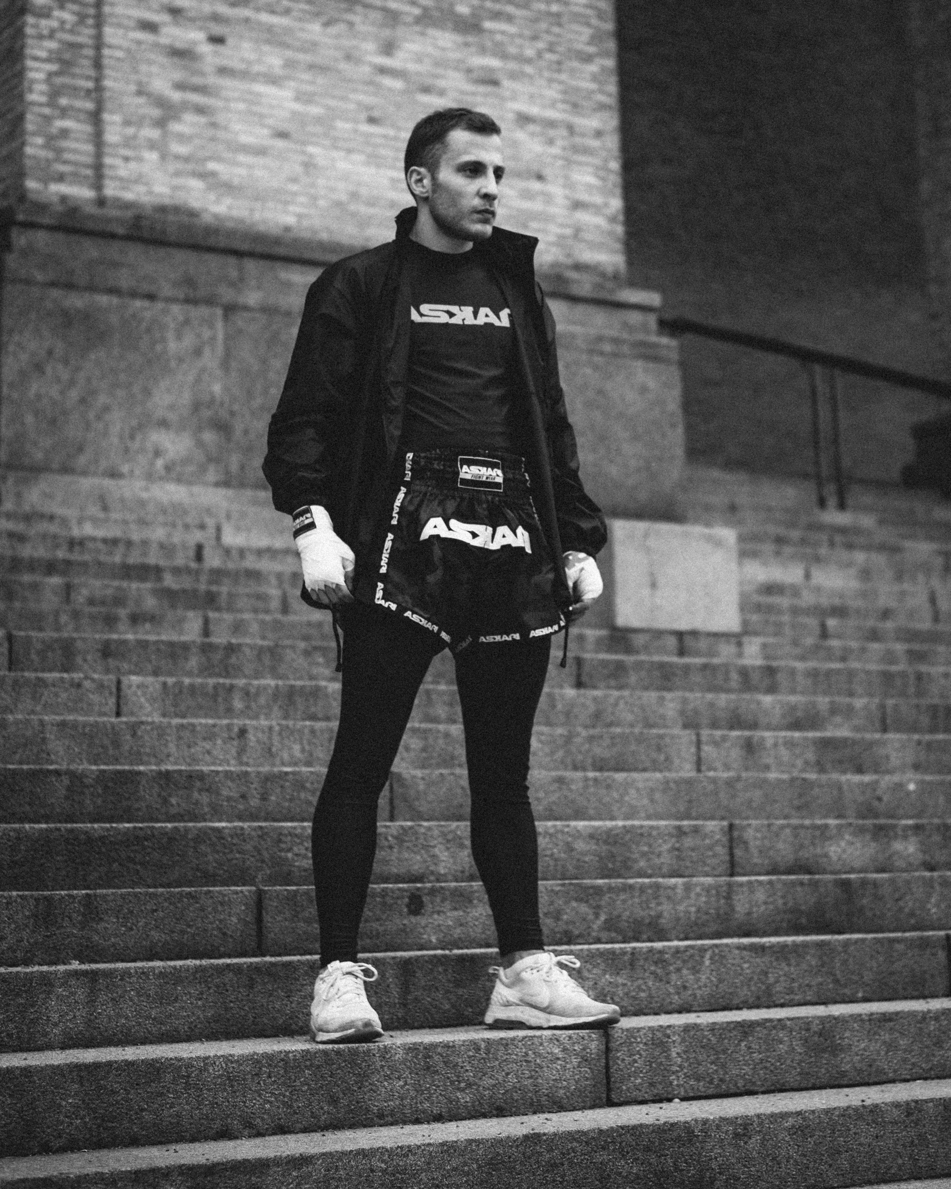 ASKARI MUAY THAI SHORTS - BLACK CAMOUFLAGE