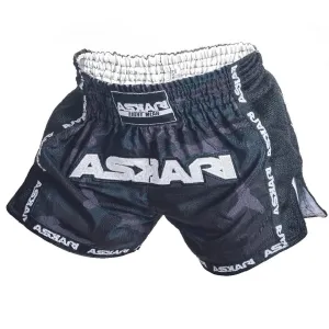 ASKARI MUAY THAI SHORTS - BLACK CAMOUFLAGE