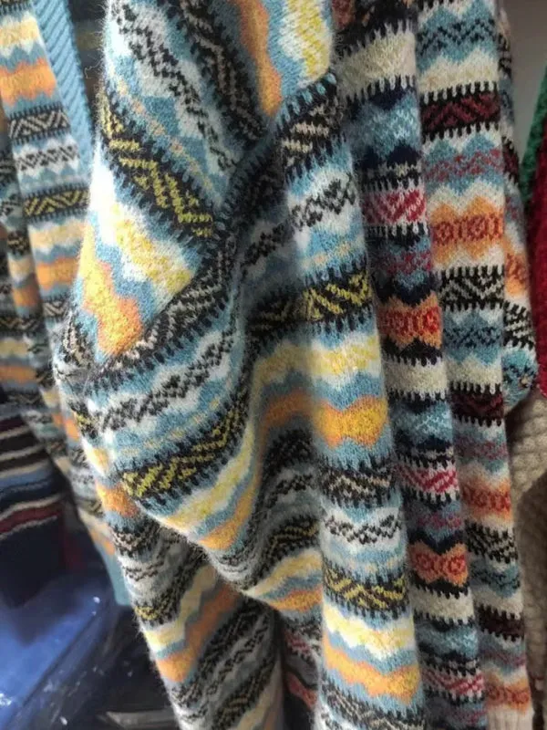 Autumn Fair Isle Button-Up Sweater Knit Cardigan