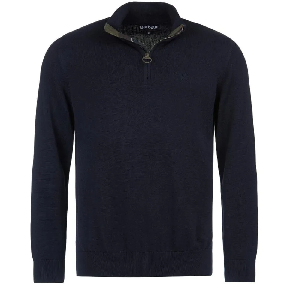 Barbour Cotton Half Zip Sweater in Navy