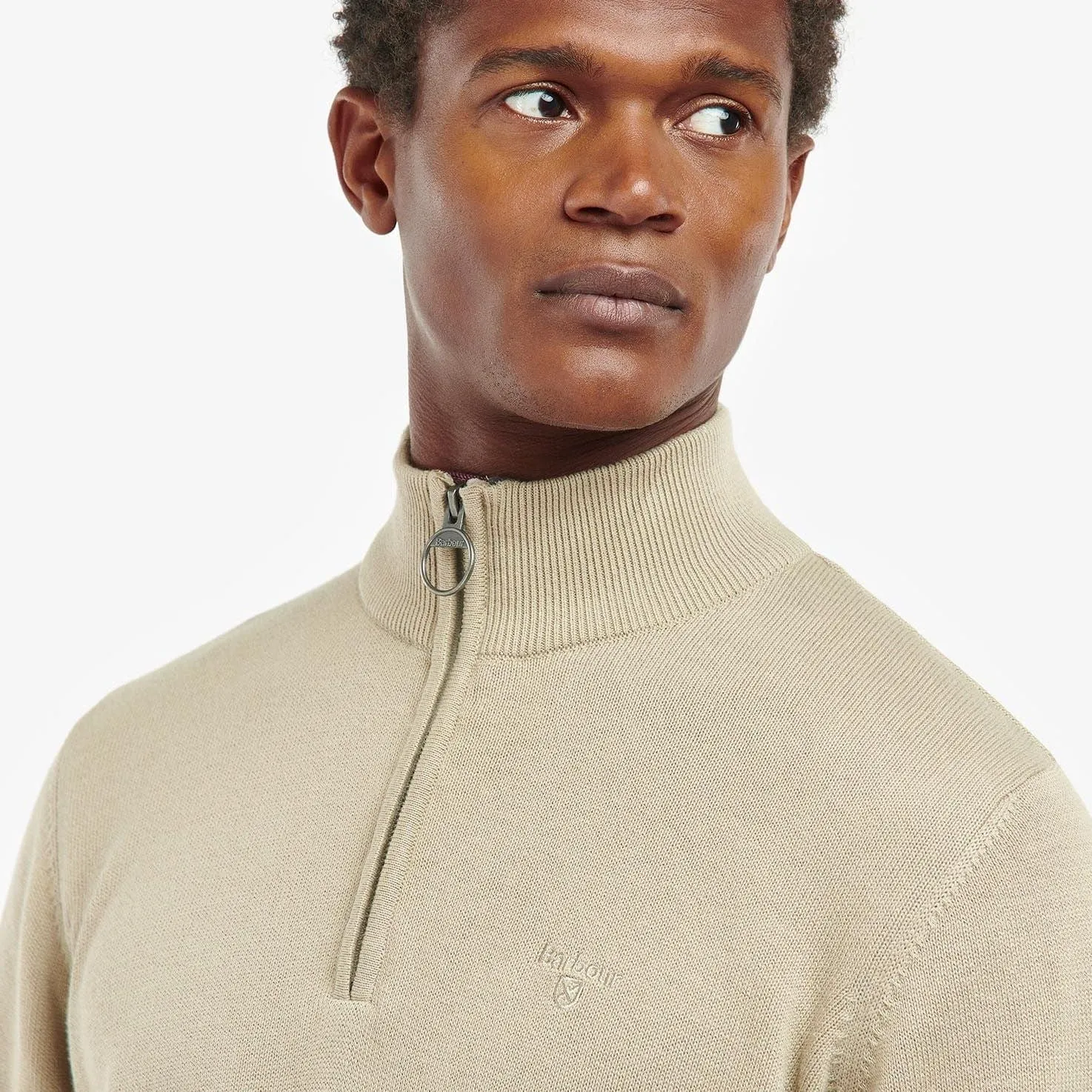 Barbour Cotton Half Zip Sweater Washed Stone