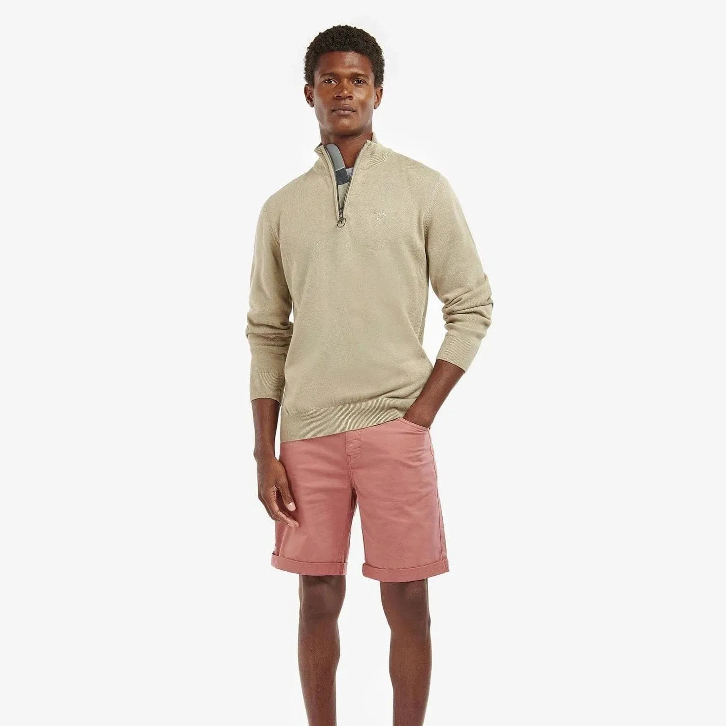 Barbour Cotton Half Zip Sweater Washed Stone