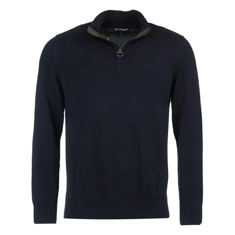 Barbour Mens Cotton Half Zip Sweater Navy