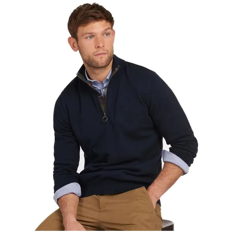 Barbour Mens Cotton Half Zip Sweater Navy