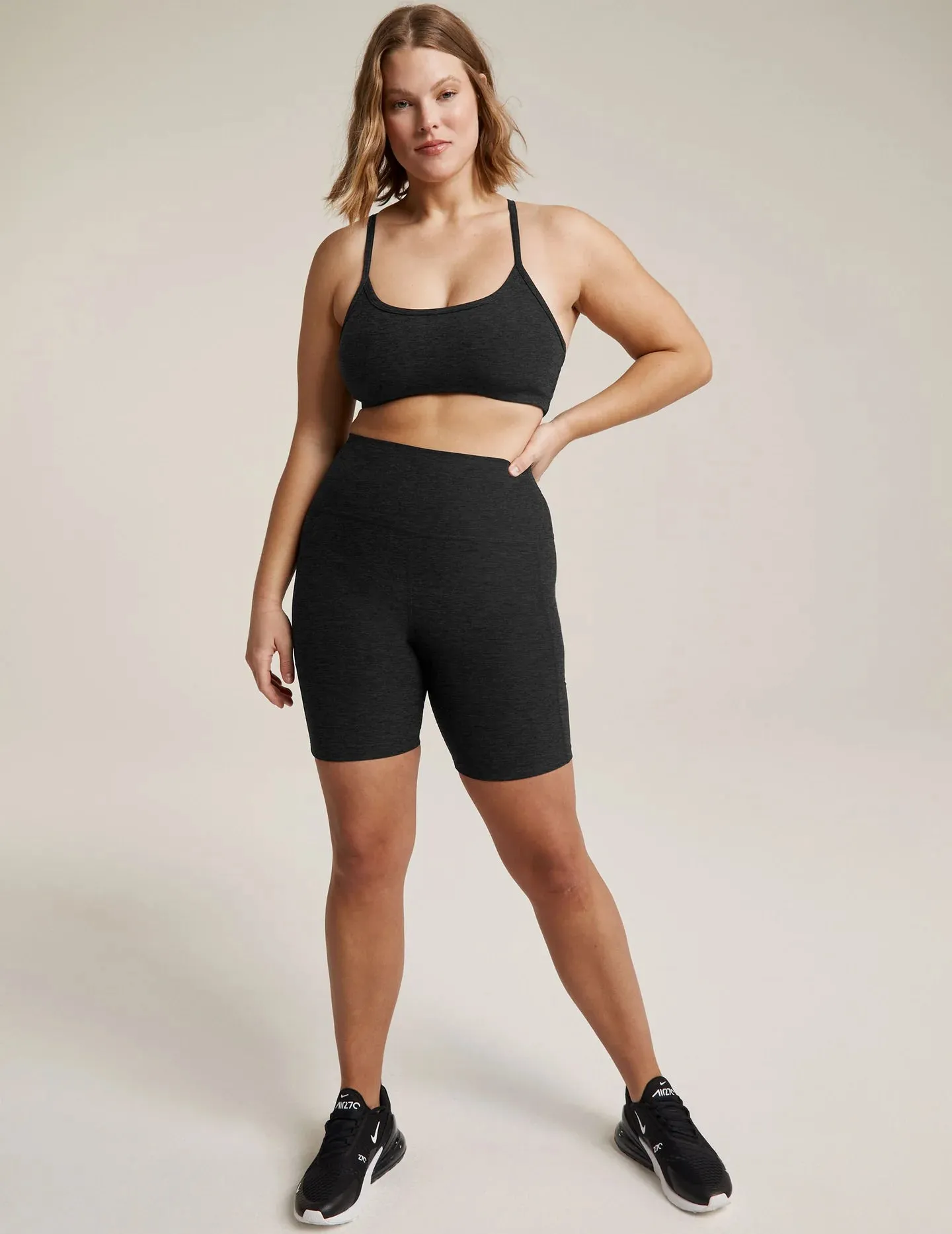Beyond Yoga Spacedye Team Pockets High Waisted Biker Short - Darkest Night