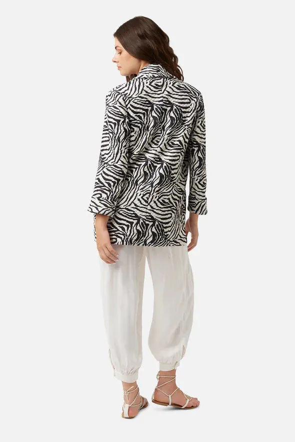 Black and White Stripe Boyfriend Jacket