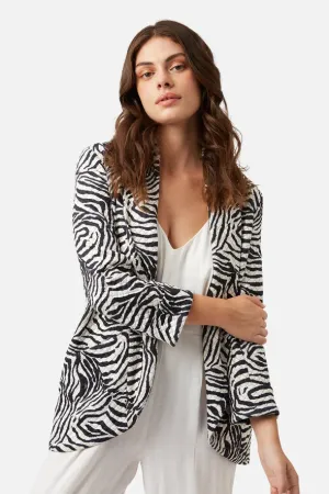Black and White Stripe Boyfriend Jacket