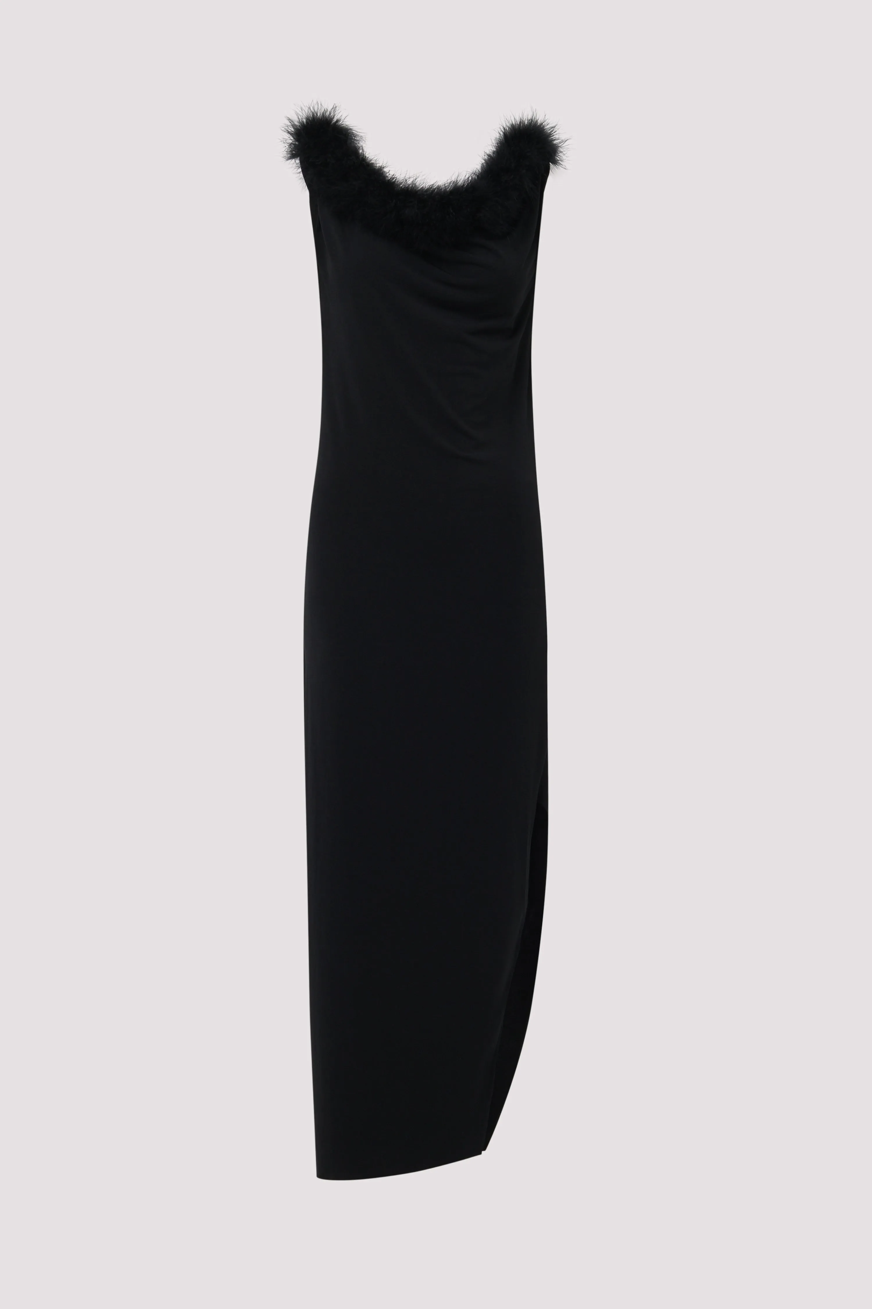 Black Boa Jersey Maxi Dress