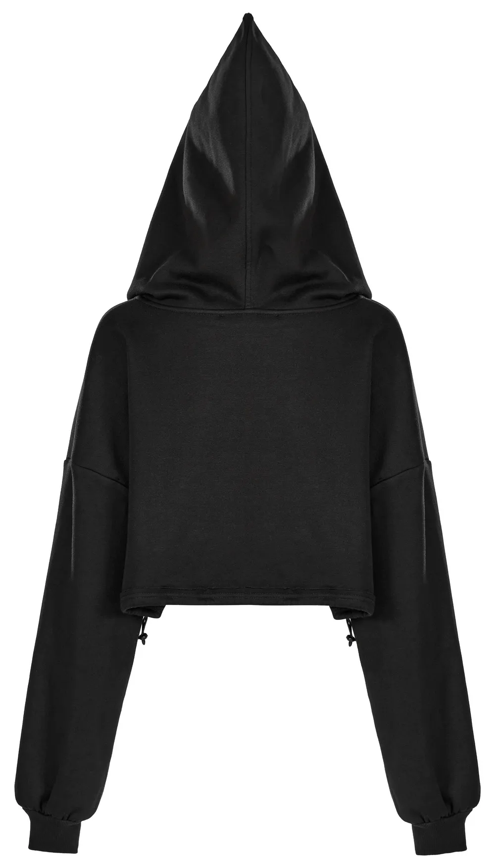 Black Cropped Hoodie with Enchanting Wizard Hood