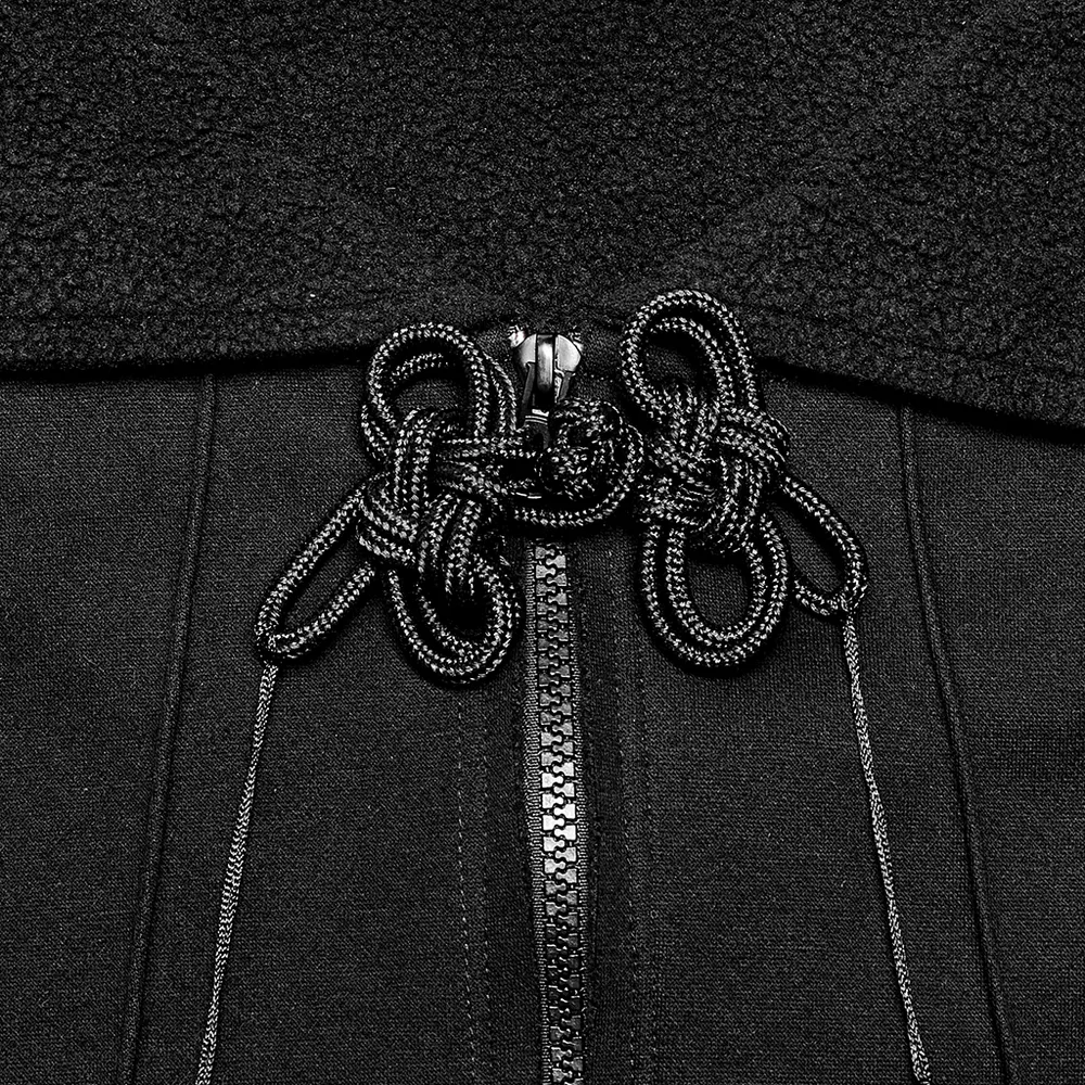 Black Cropped Hoodie with Enchanting Wizard Hood