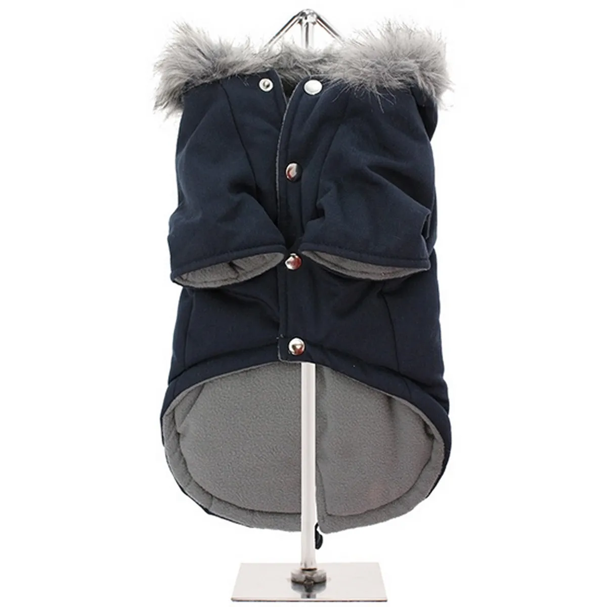 Black Fur Hood Parka Dog Coat