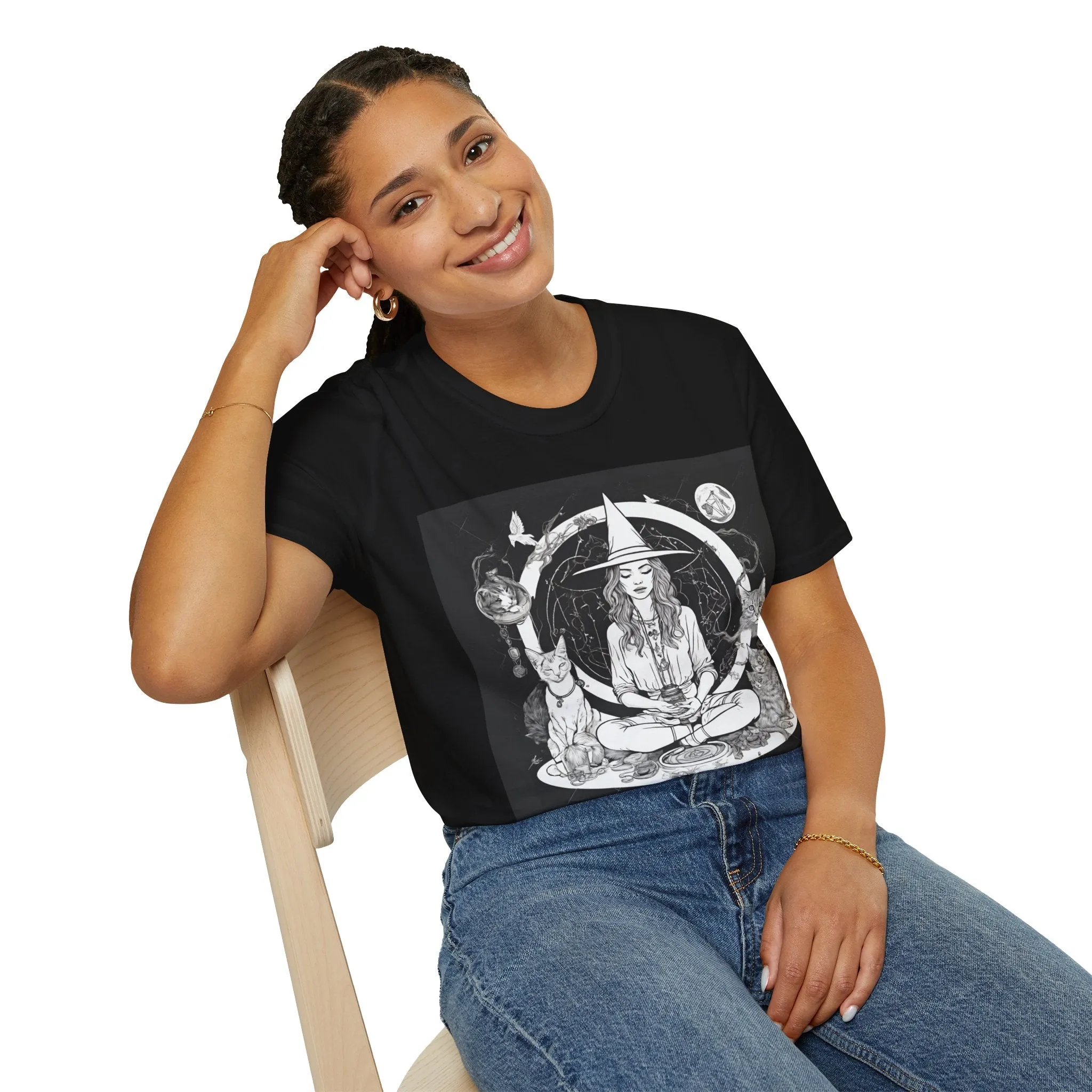 Black Mediating For a Moment Unisex Softstyle Yoga T-Shirt