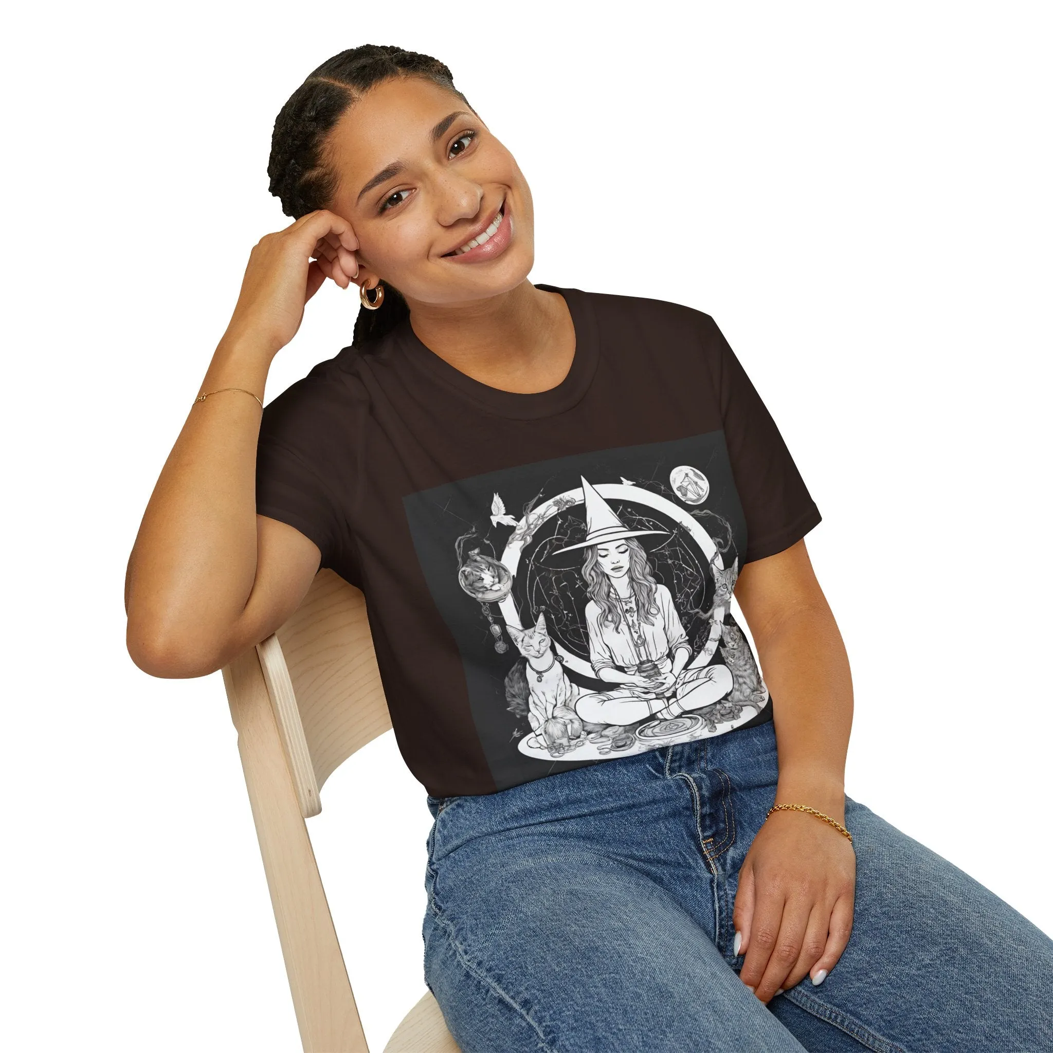 Black Mediating For a Moment Unisex Softstyle Yoga T-Shirt