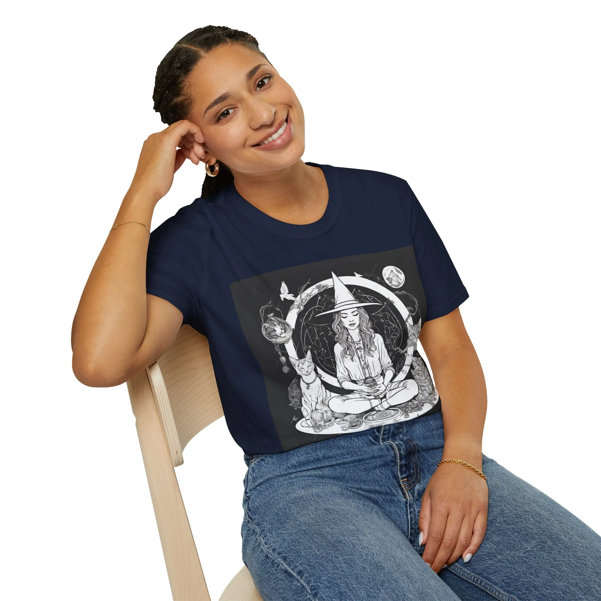Black Mediating For a Moment Unisex Softstyle Yoga T-Shirt