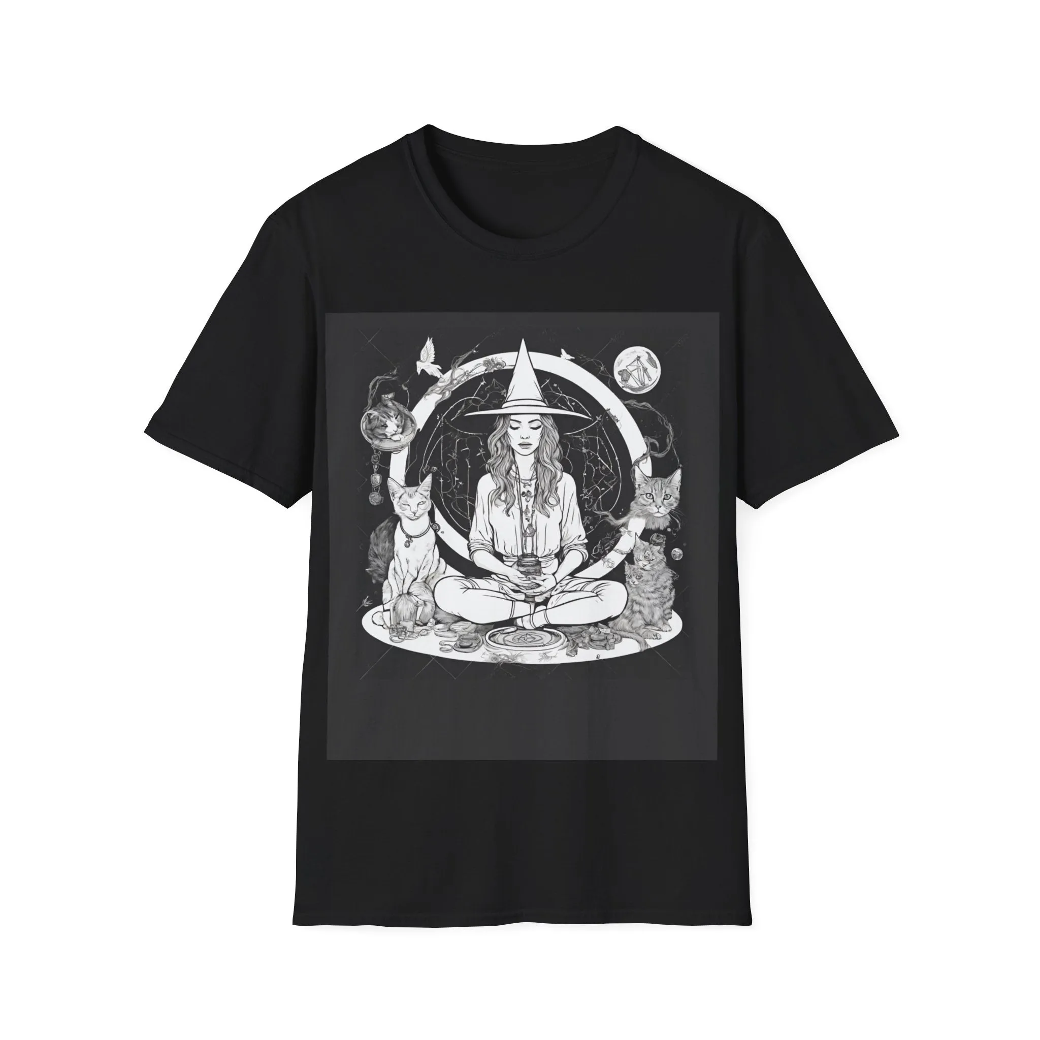 Black Mediating For a Moment Unisex Softstyle Yoga T-Shirt
