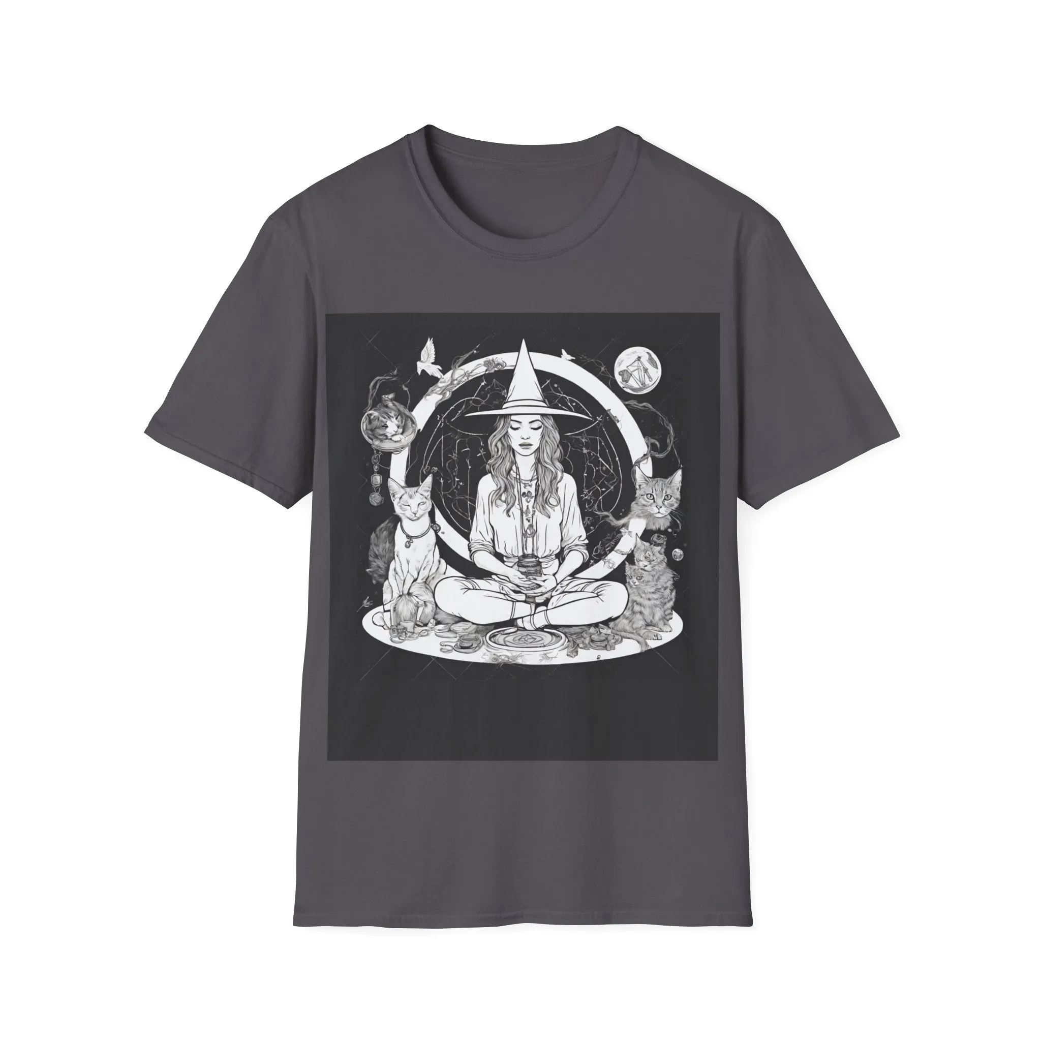 Black Mediating For a Moment Unisex Softstyle Yoga T-Shirt