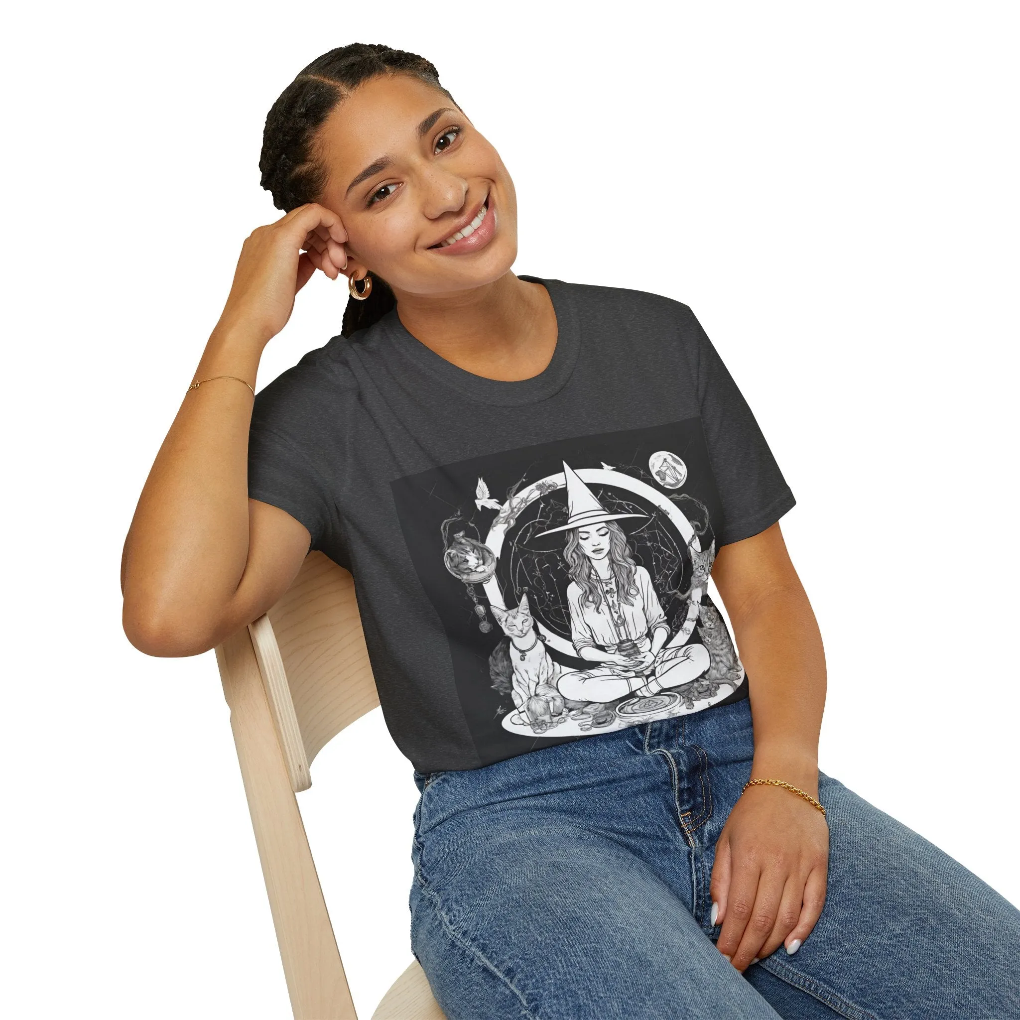 Black Mediating For a Moment Unisex Softstyle Yoga T-Shirt