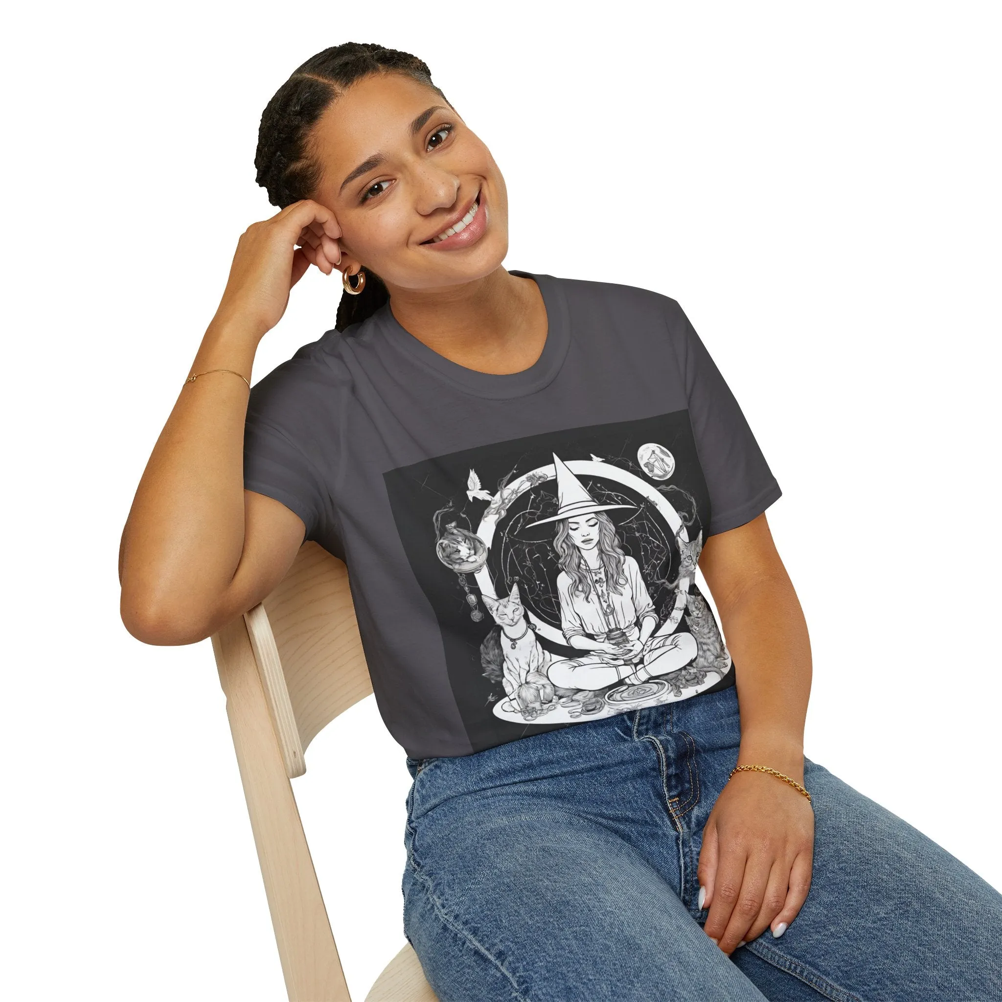 Black Mediating For a Moment Unisex Softstyle Yoga T-Shirt