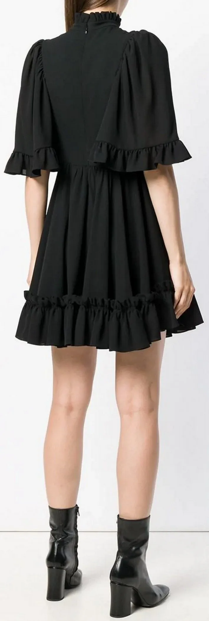 Black Ruffle-Trim Mini Dress