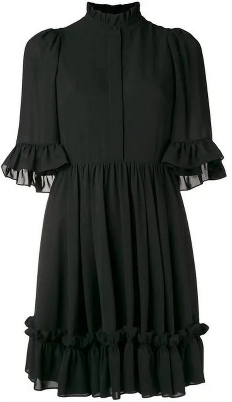 Black Ruffle-Trim Mini Dress