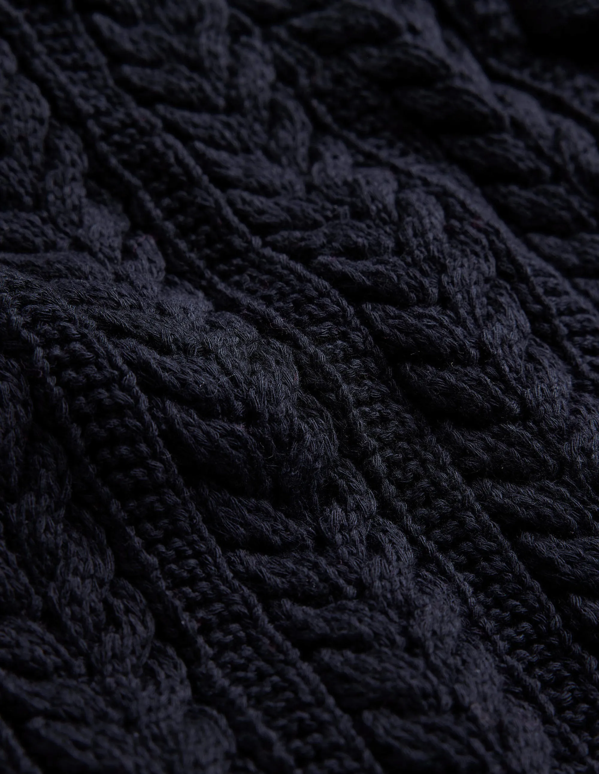 Bow-Trim Cropped Cardigan-Navy