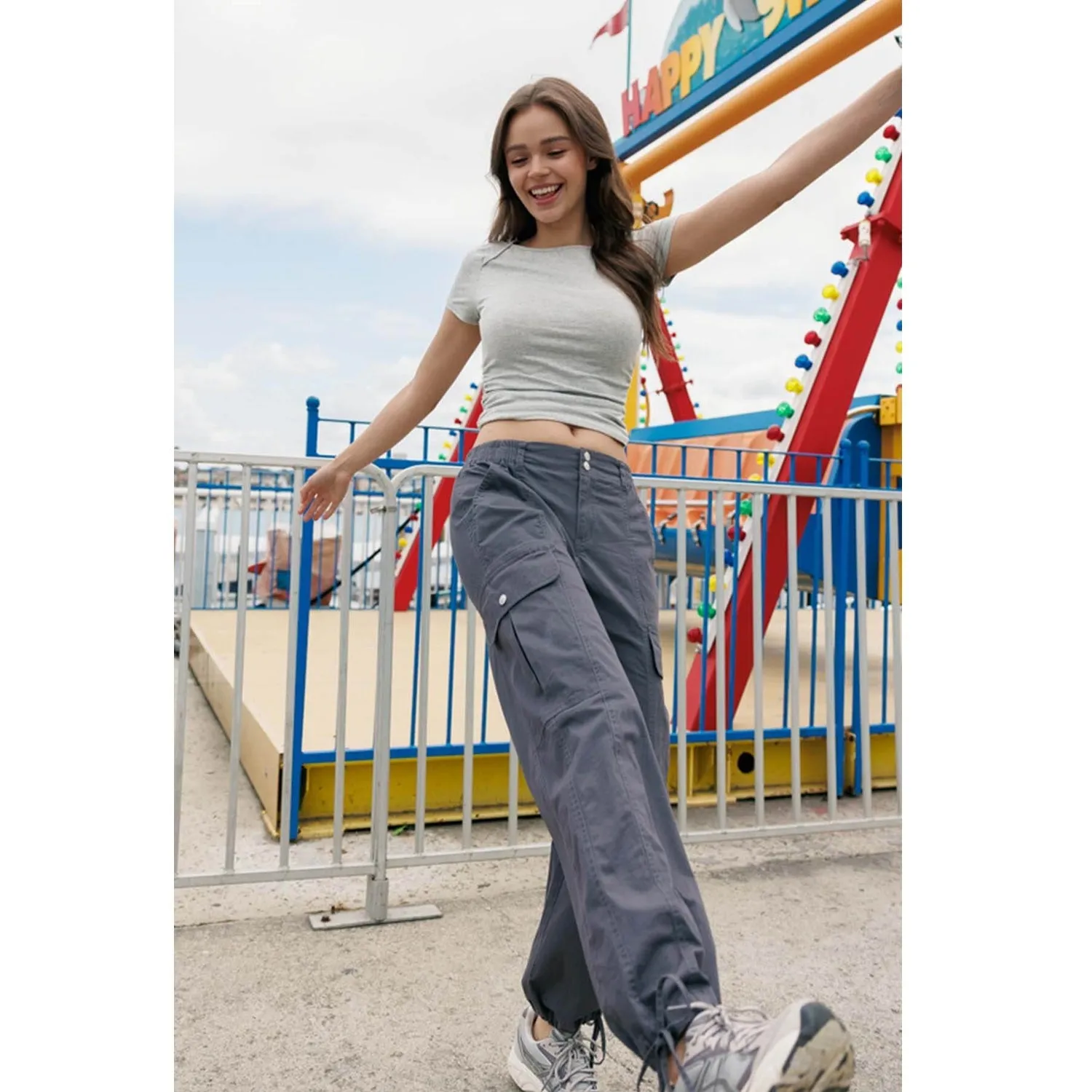 Bubble Cargo Pants - Charcoal