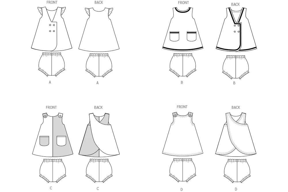 Butterick Sewing Pattern 7003 Toddlers' Dresses and Panties