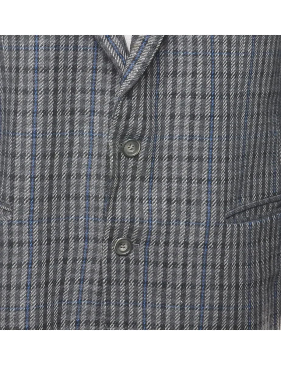 Button Front Striped Blazer - L