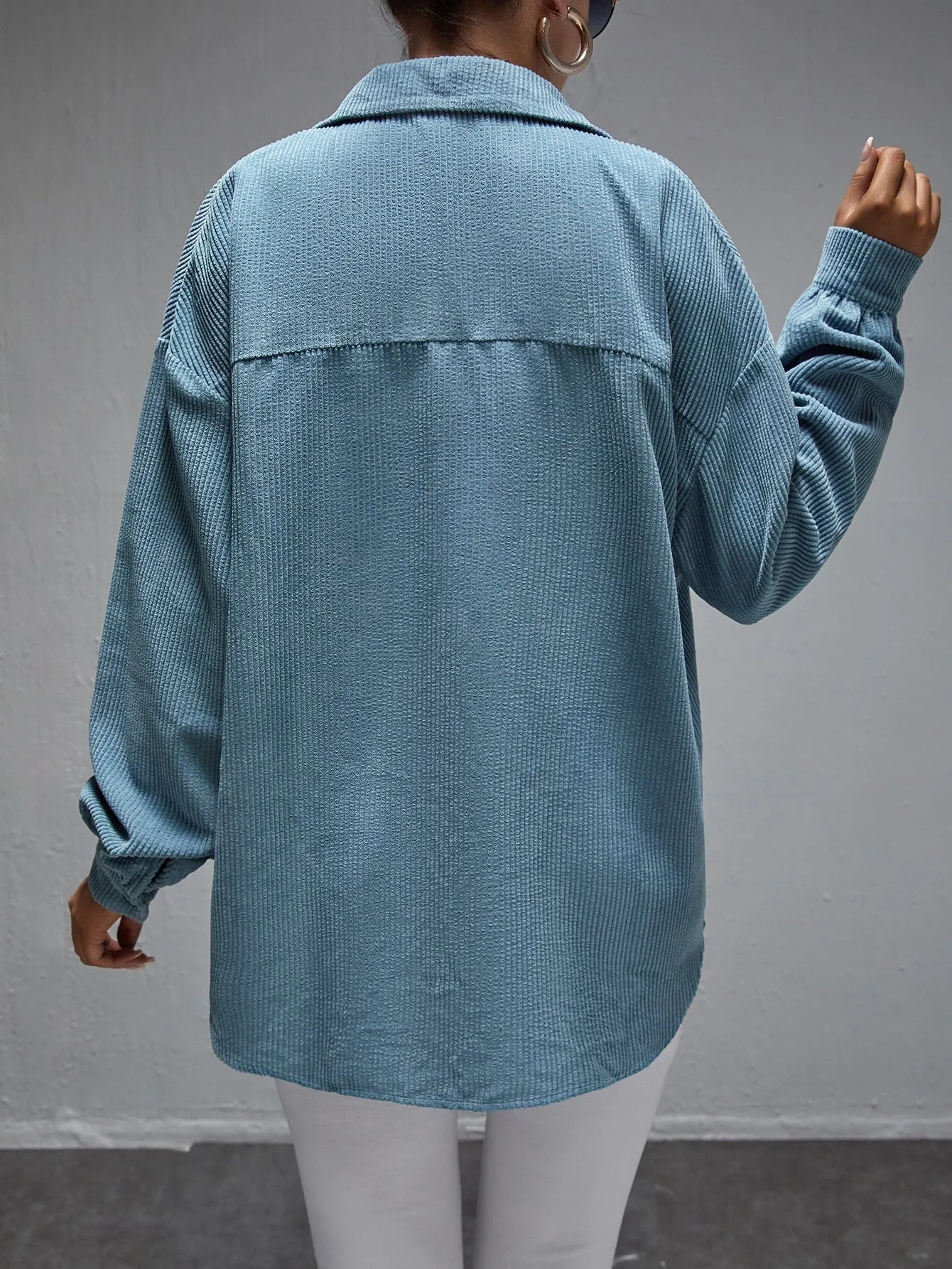 Casual Plain Button Front Long Sleeve Collar Short Women Coat
