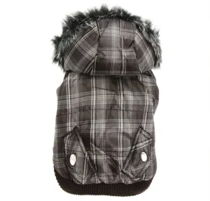 Checked Detachable Hood Dog Coat