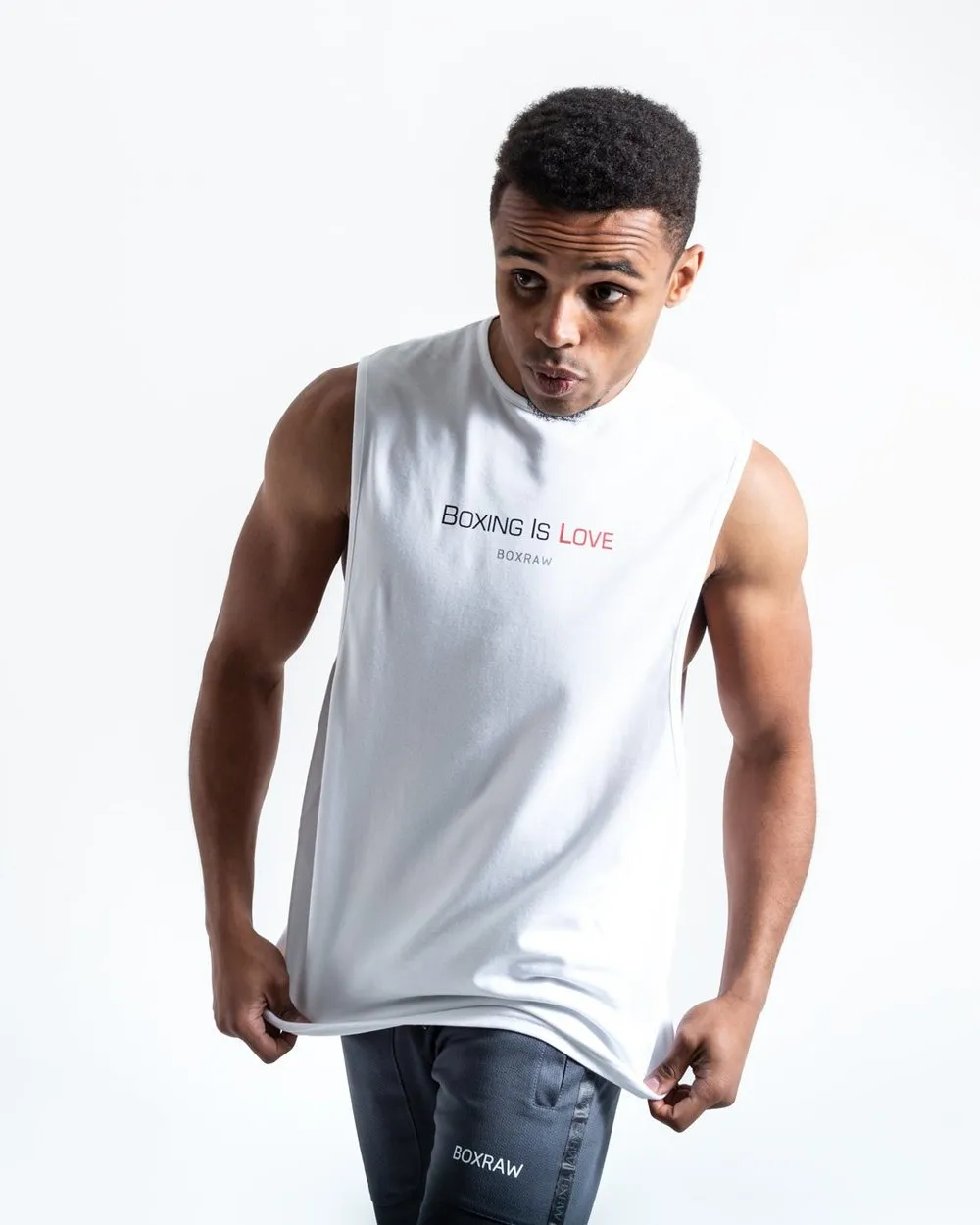CLASSIC BOXING IS LOVE MUSCLE TANK - WHITE