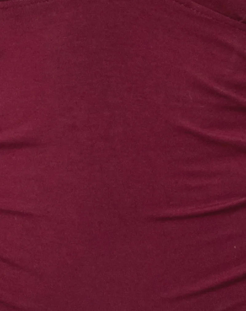 Cosmo Halterneck Top in Jersey Burgundy