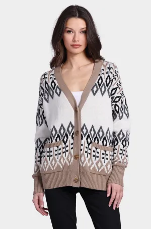 Cotton Cashmere Fair Isle Oversized Cardigan