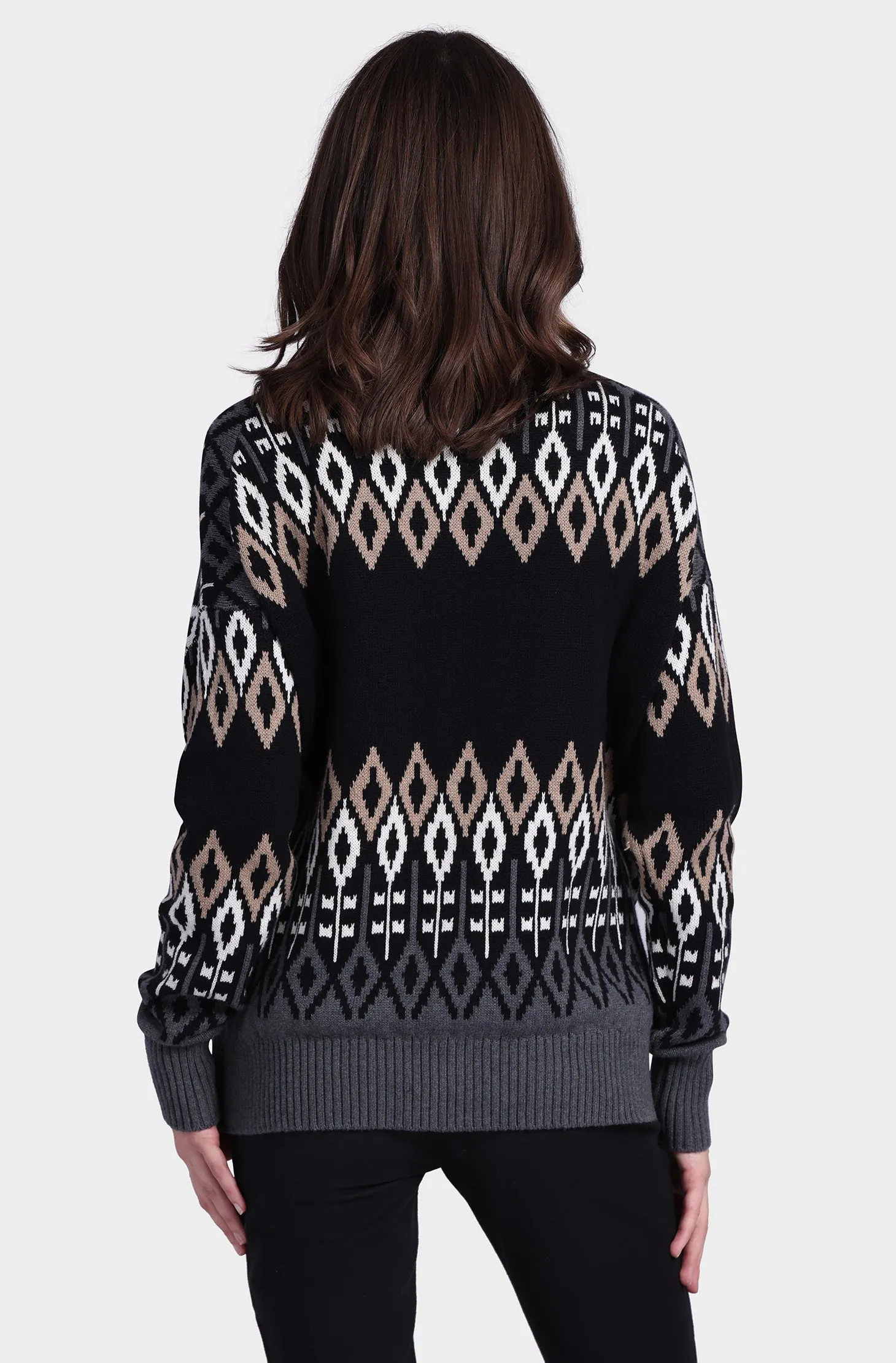 Cotton Cashmere Fair Isle Oversized Cardigan