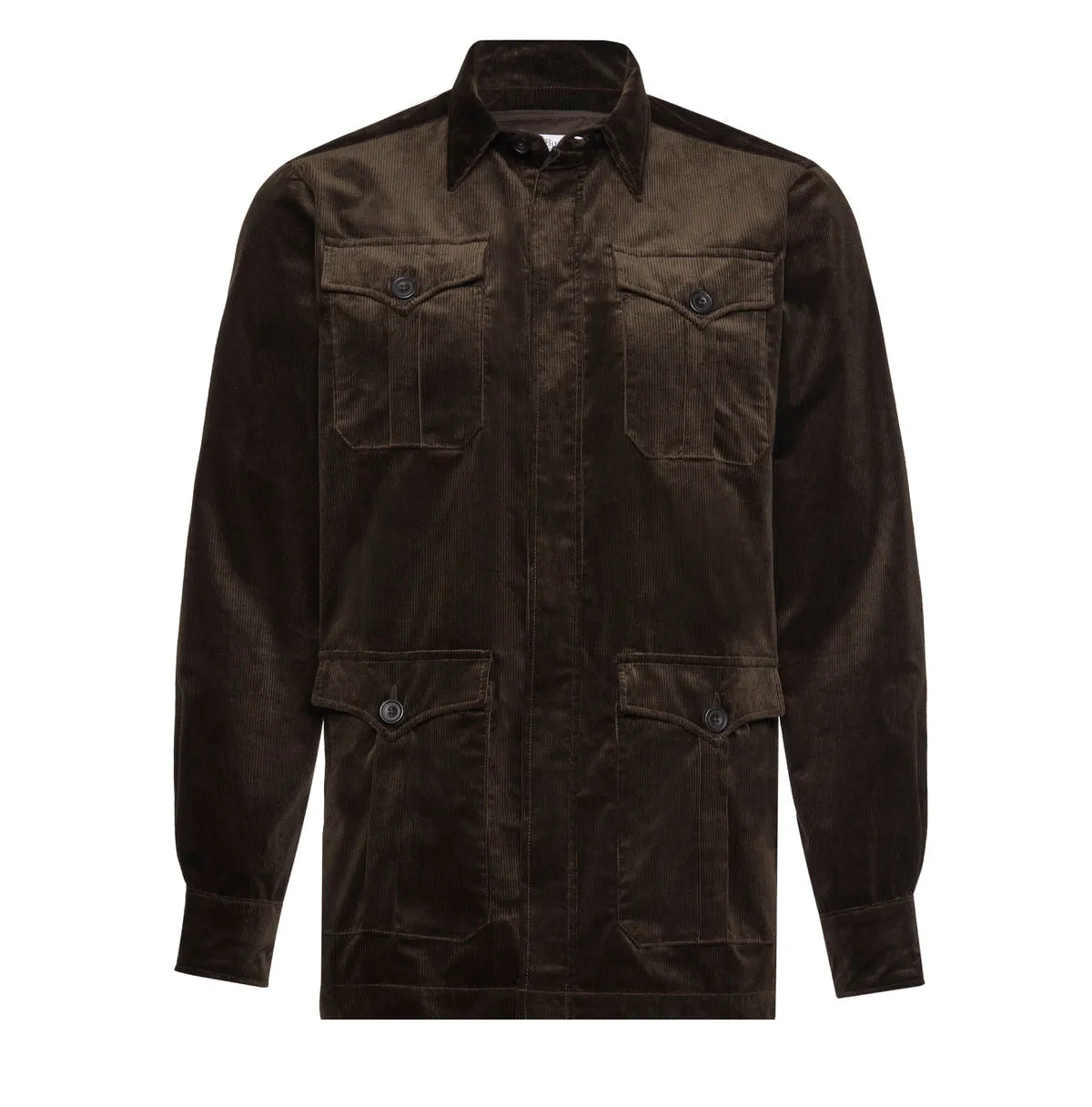 Cotton Corduroy Safari Jacket in Olive