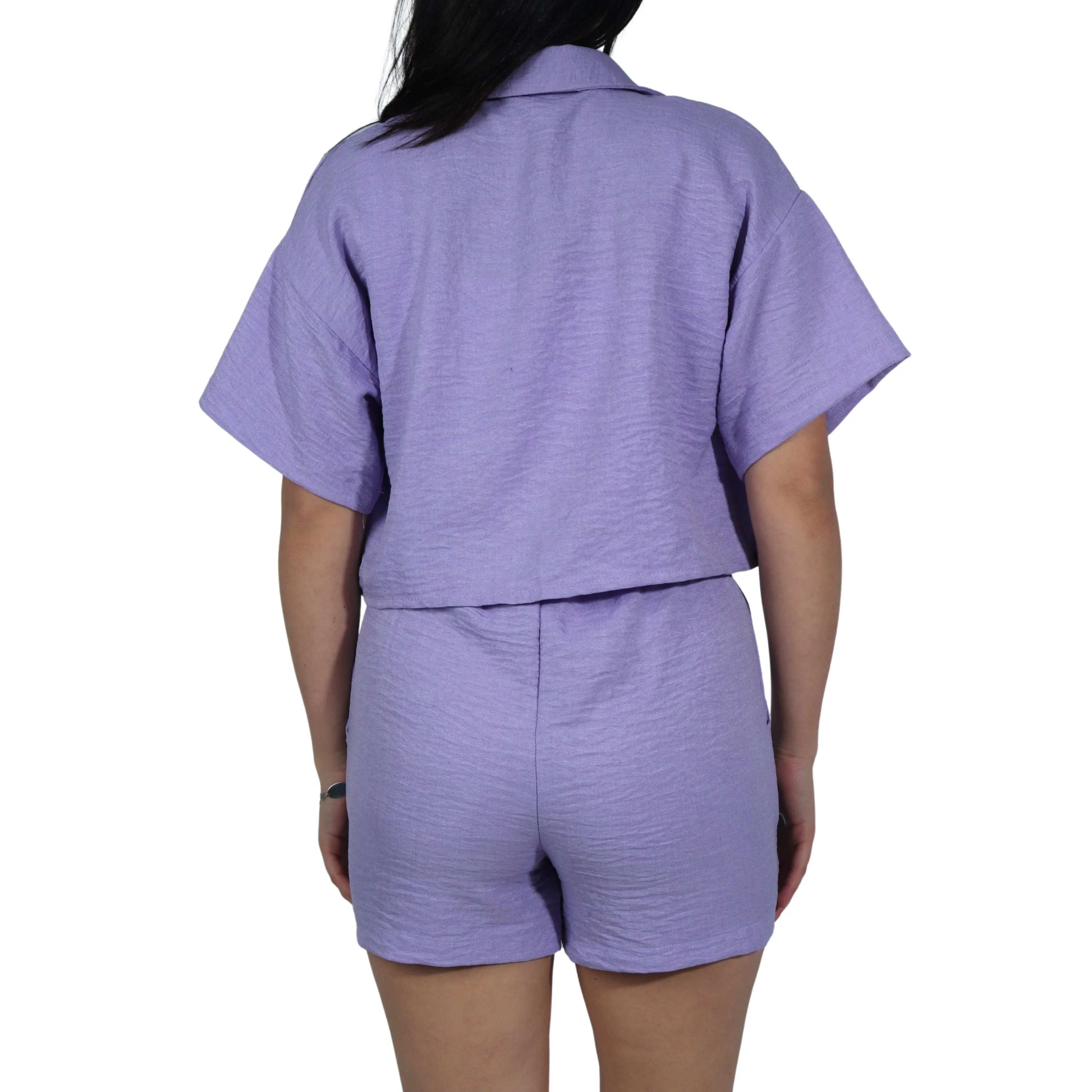 Cropped Open Top And Shorts Set