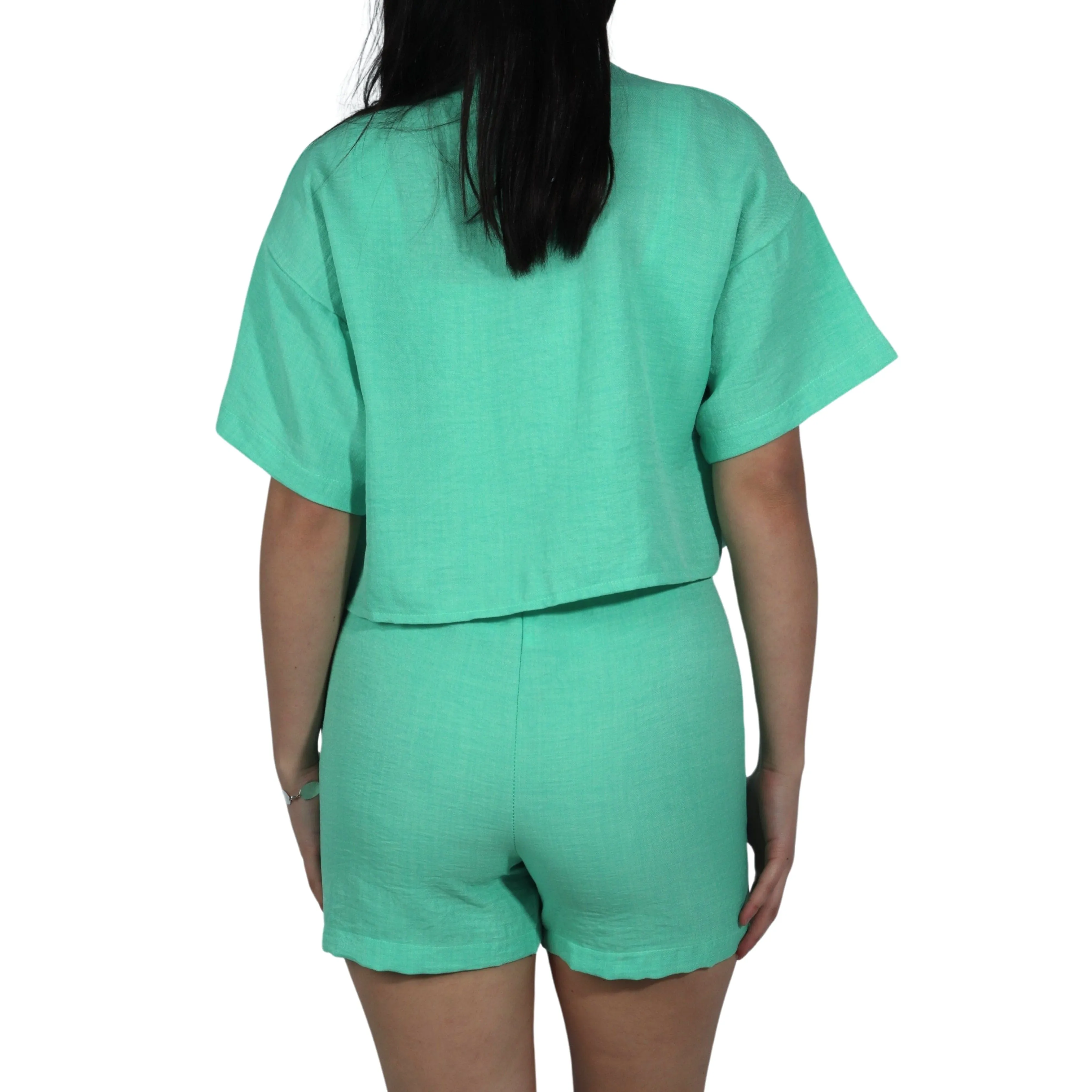 Cropped Open Top And Shorts Set