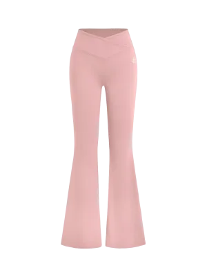 Cross-waist Flared Leggings - Misty Rose