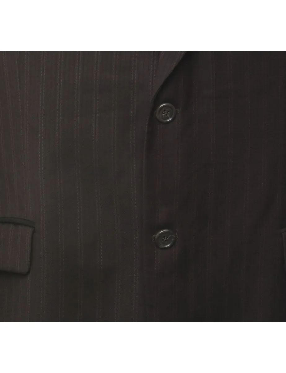 Dark Brown Striped Blazer - L