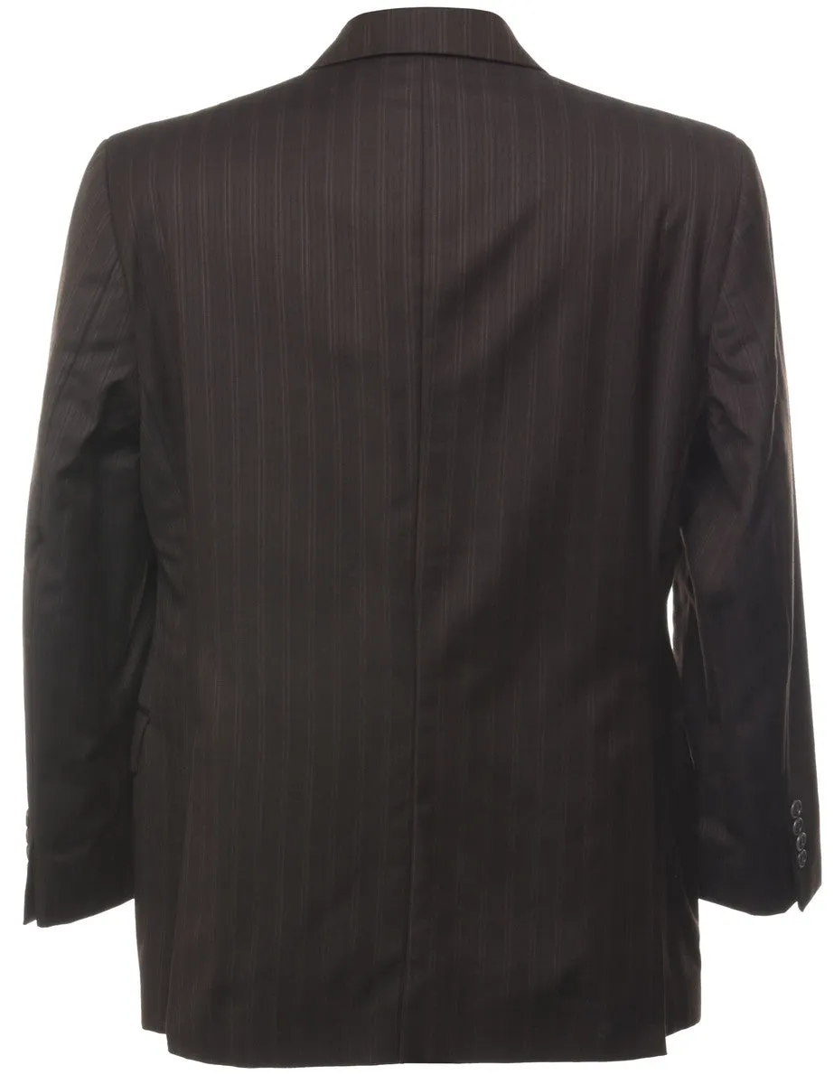 Dark Brown Striped Blazer - L