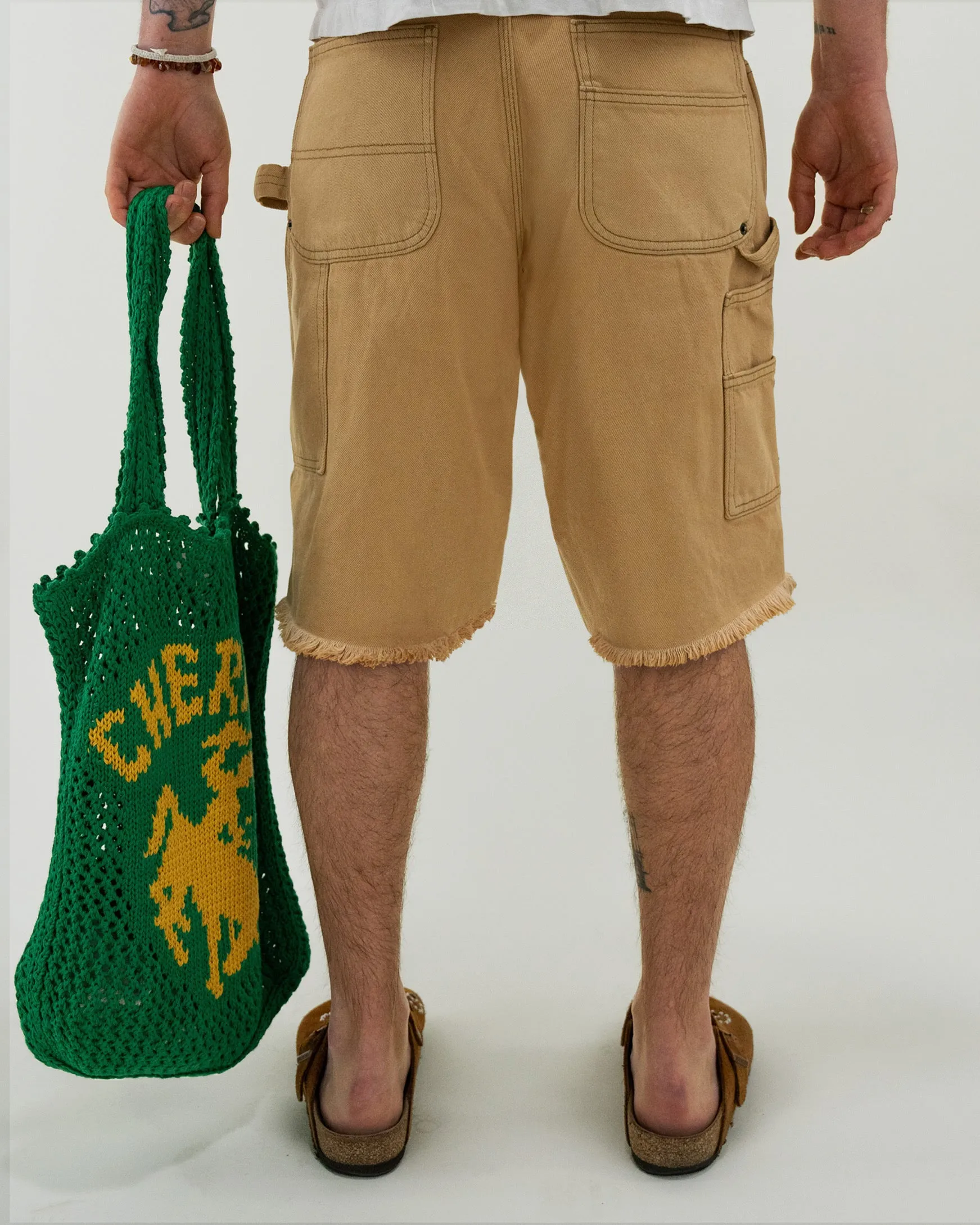 Denim Double Knee Shorts (Camel)